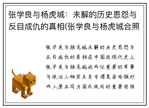 张学良与杨虎城：未解的历史恩怨与反目成仇的真相(张学良与杨虎城合照)